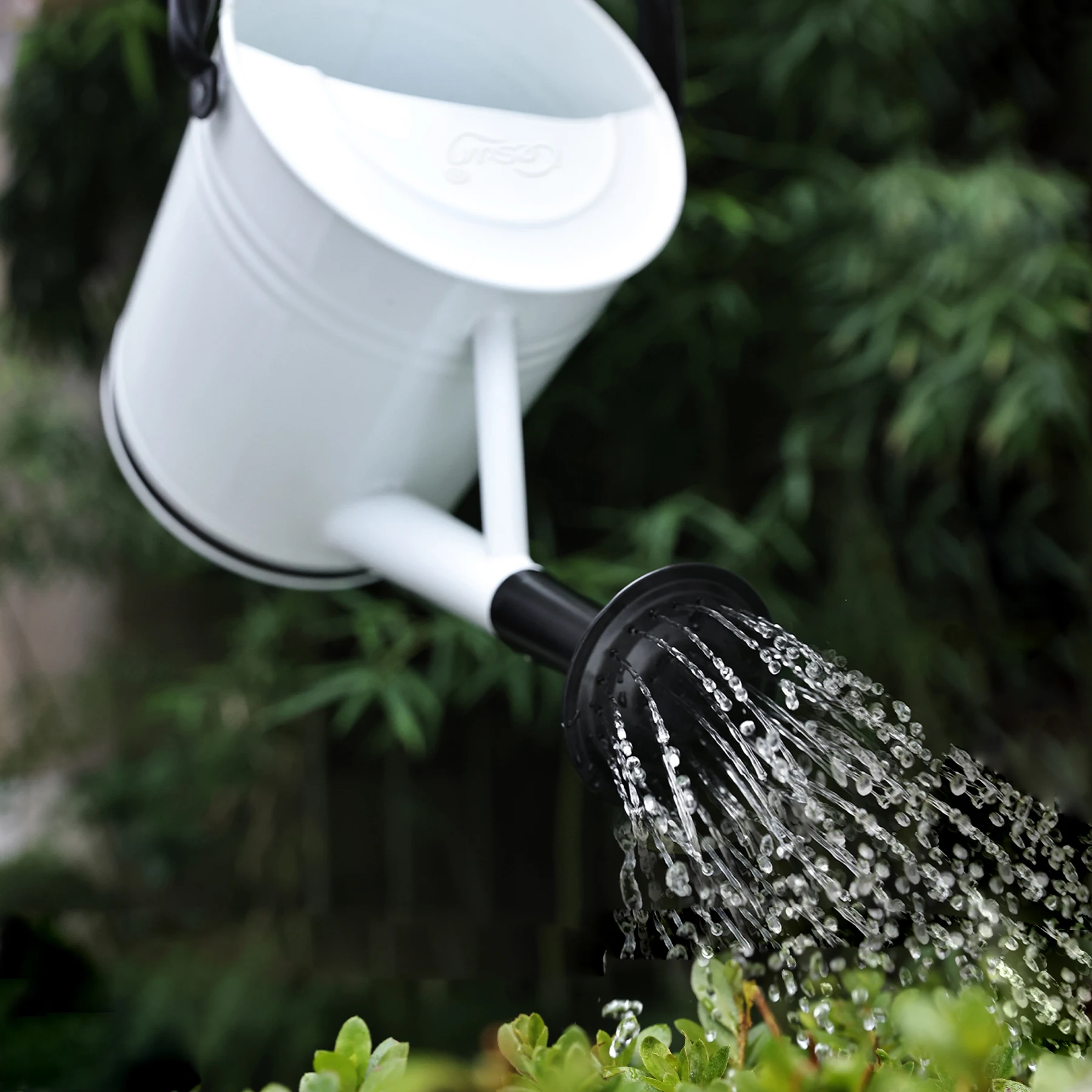 Cesun 1 Gallon Galvanized Zinc Metal Watering Can for Outdoor Black White