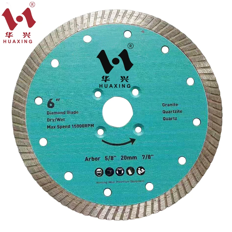 6 Inch Dry Cutting Granite Continuous Rim Diamond Saw Blade with 7/8 Inch Arbor