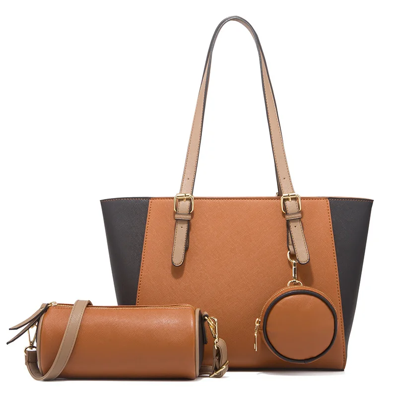 EG108 Factory OEM Wholesale Custom Logo Fashion Women Hand Bags 3 Pieces Set PU Piel De Alta Calidad Grande Carteras Para Dama