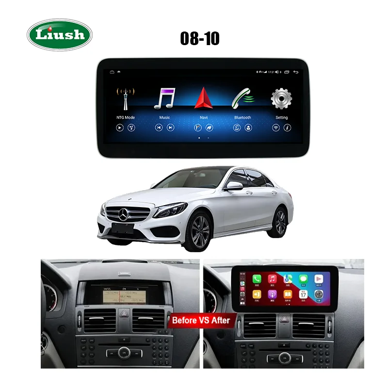 10.25 Inch Liush Upgrade Carplay GPS Navigation Multimedia For Benz C-Class W204 2008-2010 Car Radio Touch Screen With Android