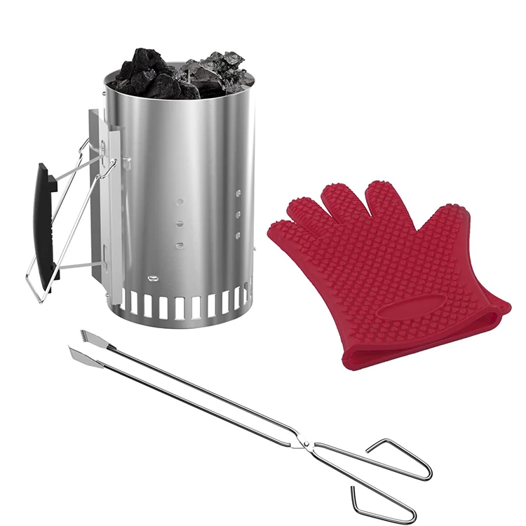 BBQ Charcoal Grill Briquette Coal Fire Starter Chimney for Grills Outdoor Cooking Charcoal Can Accessories