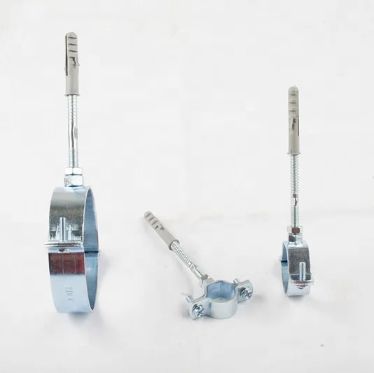 
manufacturer high quality galvanized steel zinc plated steel pipe clamp with EPDM rubber unlined &with hanger bolt&plastic plug 