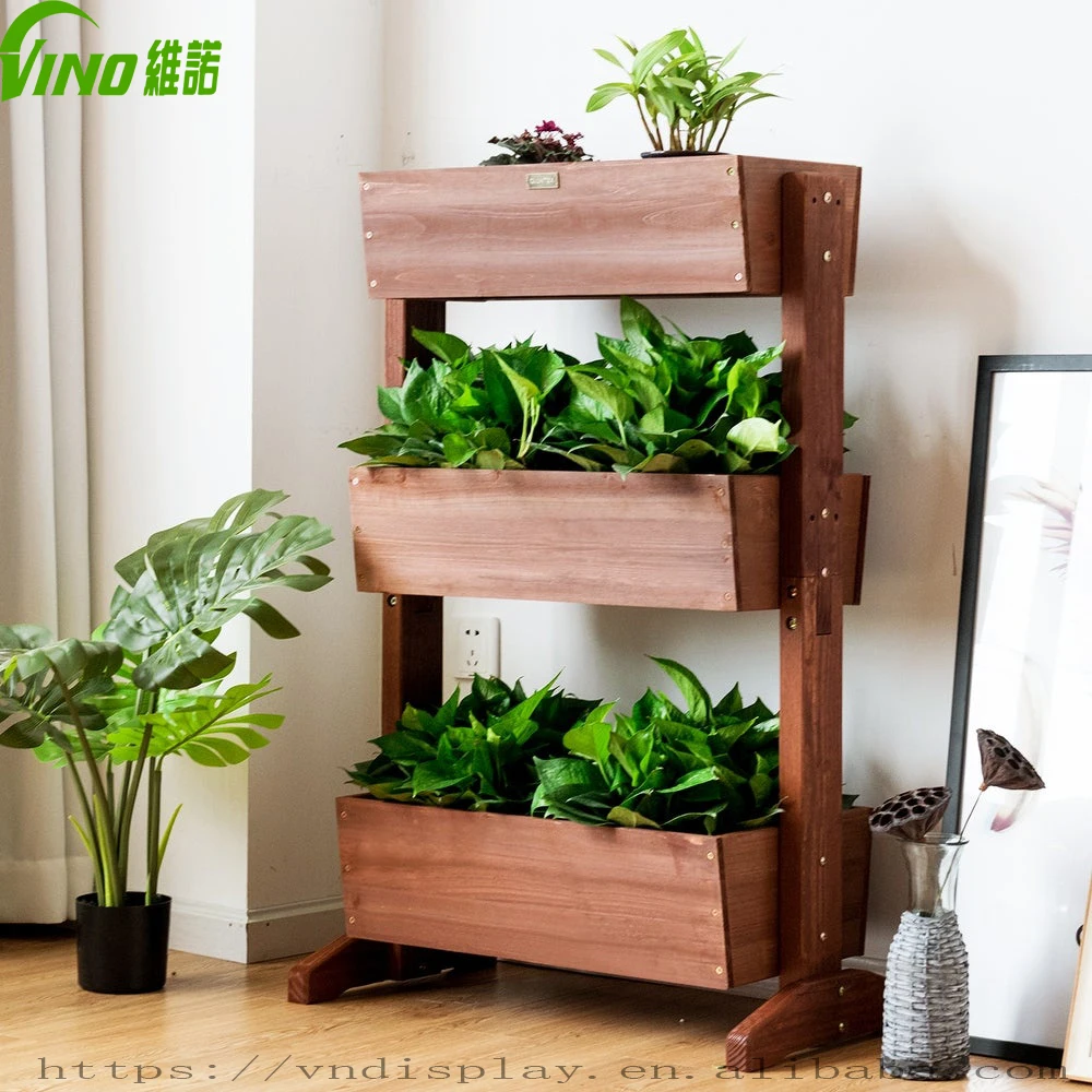 3 TIER STAND Indoor decorative flower pot stand manufactures 3-Tier Raised Garden wood plant stand
