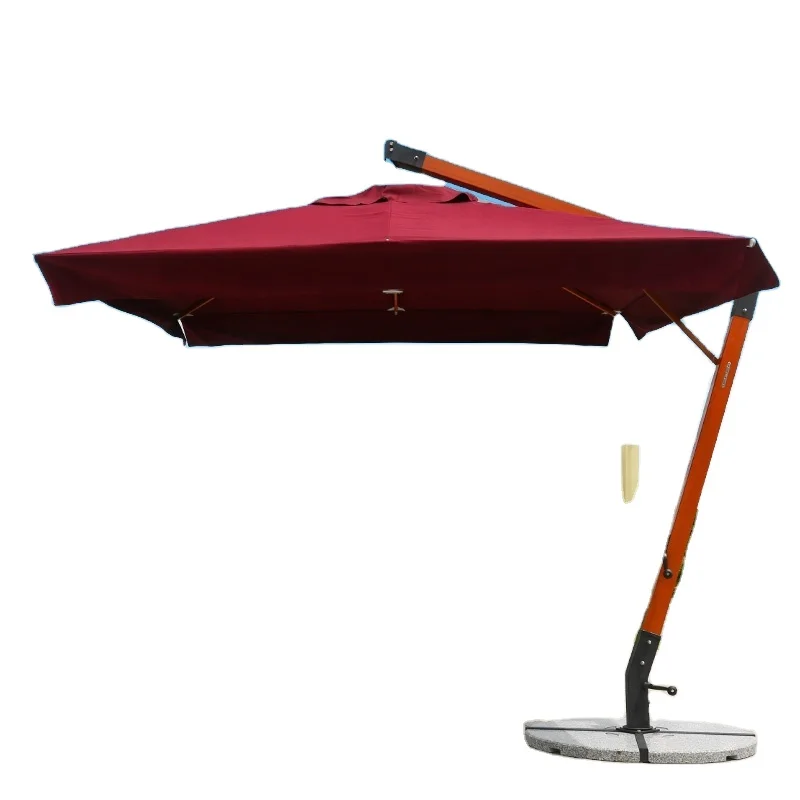 European high-end commercial solid wood square outdoor umbrella