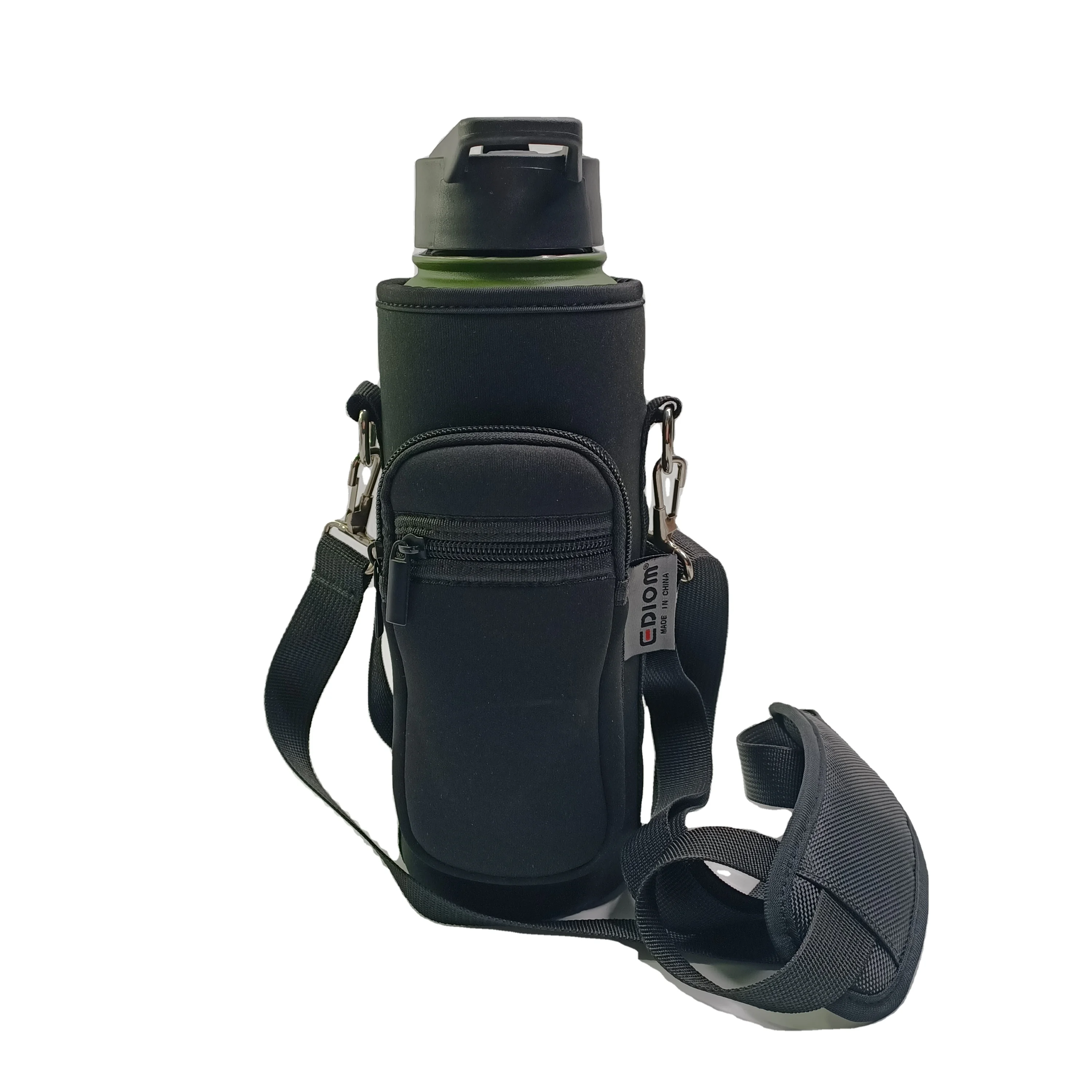 EDIOM Wholesale Custom Printing Neoprene Water Bottle Holder With Detachable Strap
