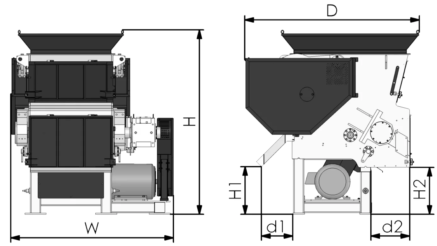 New Double PVC PET PP Plastic Crusher Efficient Shredder Motor Crushing Used Tires Recycling Solid Waste Metal Gear Engine