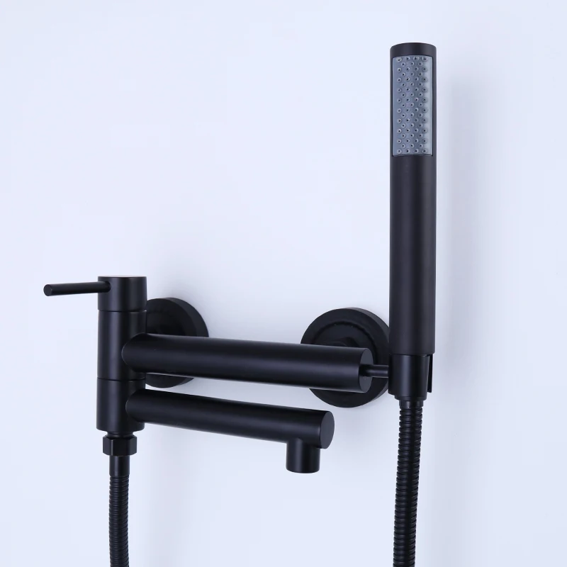 Wall Mounted Toliet Jet Spray Bidet Faucet Folding Tube Hygienic Black Shattaf Bidet Sprayer Set for Toilet