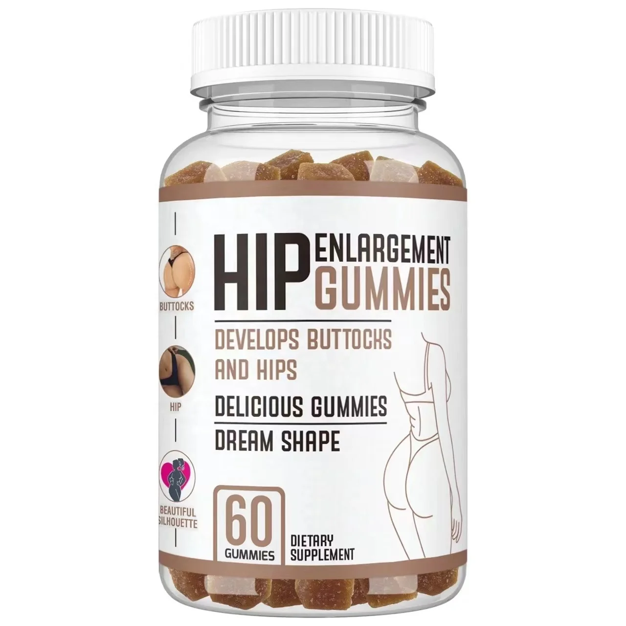 Wholesale Nutritional Supplementen Customized Shapes Pectin Pour Fesse Gummies Natural Hips Up and Bum Butt Enlargement Lifting
