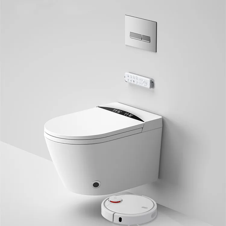 Chaozhou wall hanging mounted cuvettes de wc conceal cistern rimless hung smart toilet for Europe market