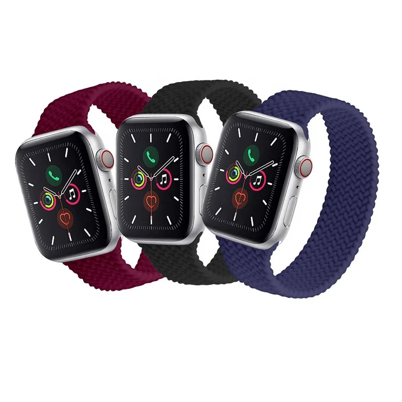 Suitable for apple watch single-turn silicone telescopic braided strap integrated braided non-buckle free adjustment strap