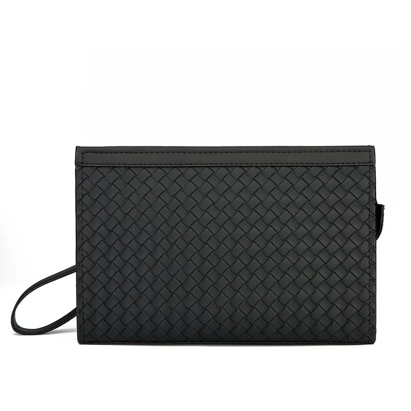 Large Capacity Long Wallet Soft Leather Woven Business Envelope Clutch Card Bag Hand Bag For Men