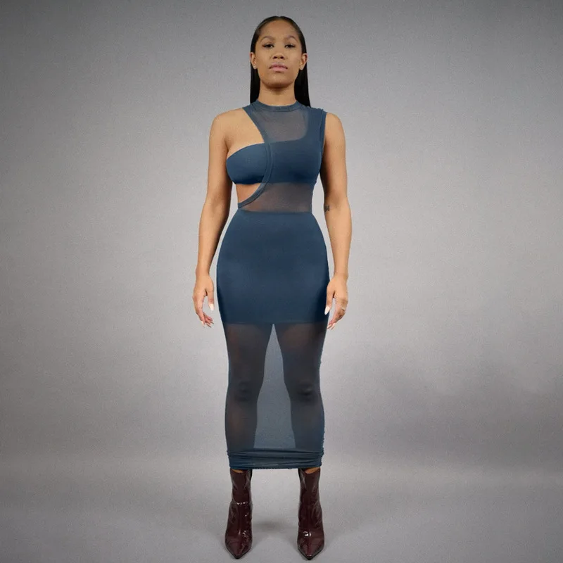 women see through sexy long dress black mesh bodycon party dresses female 3 piece set summer sleeve cut out vestidos