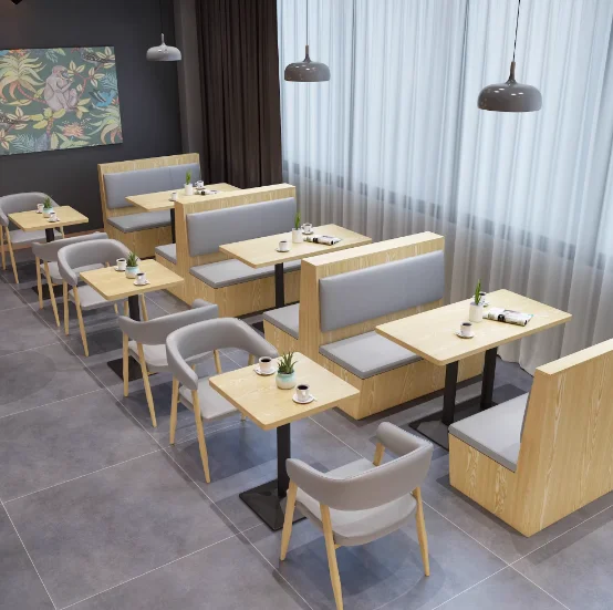 Western Style Cafe Wall Mounted Booth Cafeteria Noodle Shop Restaurant Hotpot Fast Food Milk Tea table and chair combination