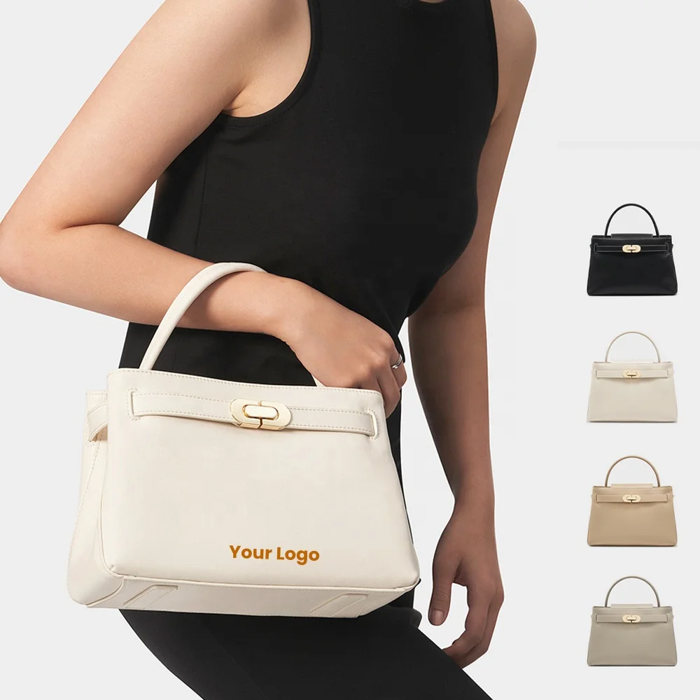 Custom Logo Luxury Lock Top Handle Womens Handbags Vegan Leather Fashion Womens Tote Bags Classic OEM ODM Ladies Hand Bags