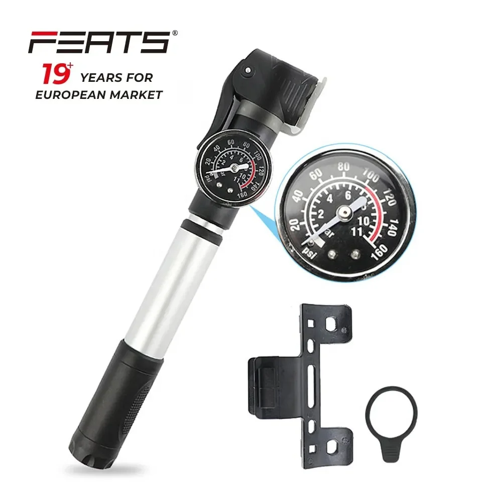 Alloy Body  With Gauge Fits For A/V & D/V With Bracket on Frame Mini Pump  For Road Bikes, E-Bike, Inflatable Ball & Toys