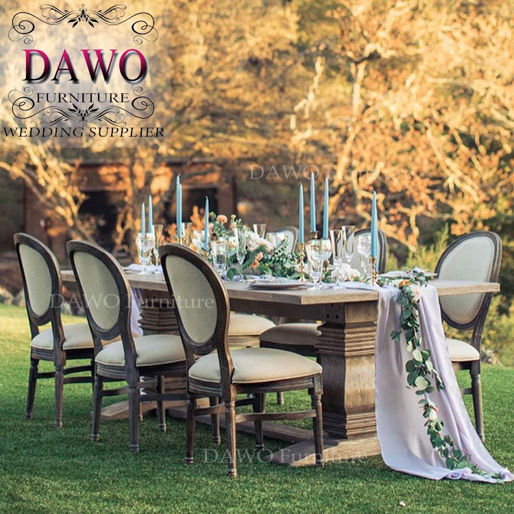 French style round solid wood dining chair round wood chair