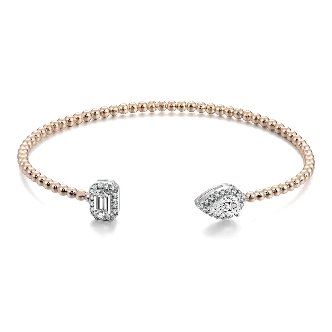 Pulseras y brazaletes de burbujas para mujer brazalete de diamante de moissanita de 2 toneladas dorado 2,5 CT