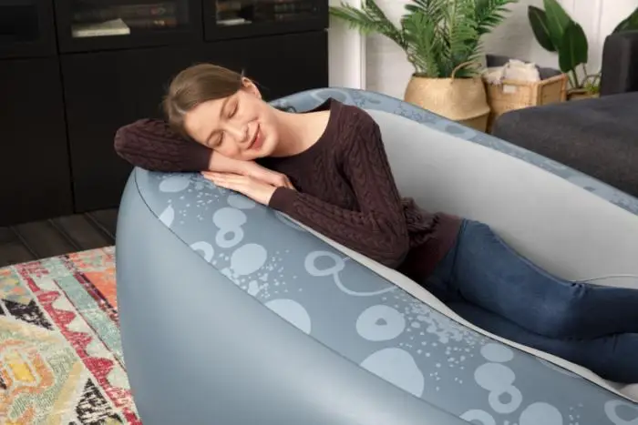 Bestway 75096 Comfortable Deluxe Inflatable Lounger Flocked Surface Lounge Sofa Chair