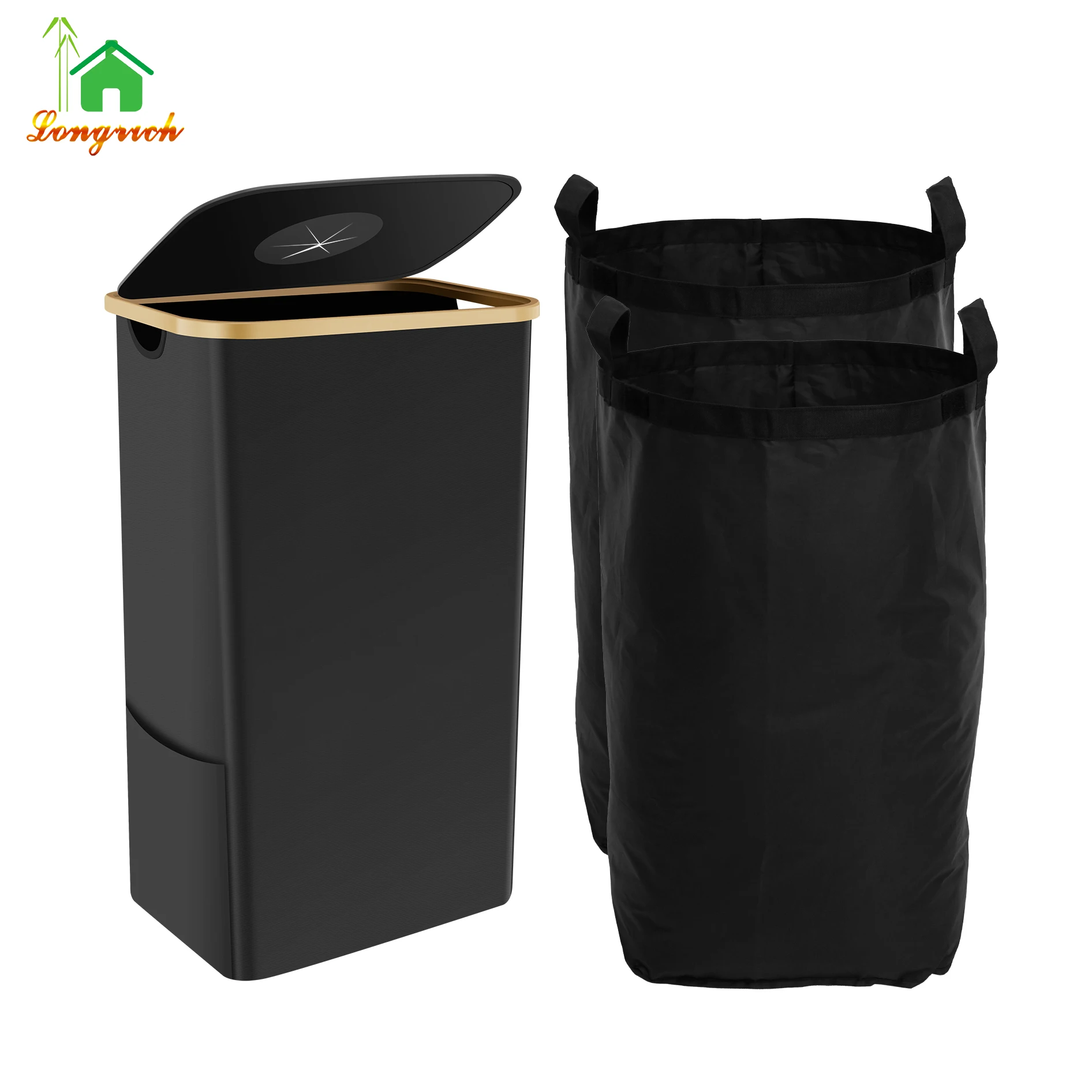 Deposit Bottle Storage Bamboo Kitchen Recycling Basket Bin 105L Bottle Collection Container with Removable Inner Bag