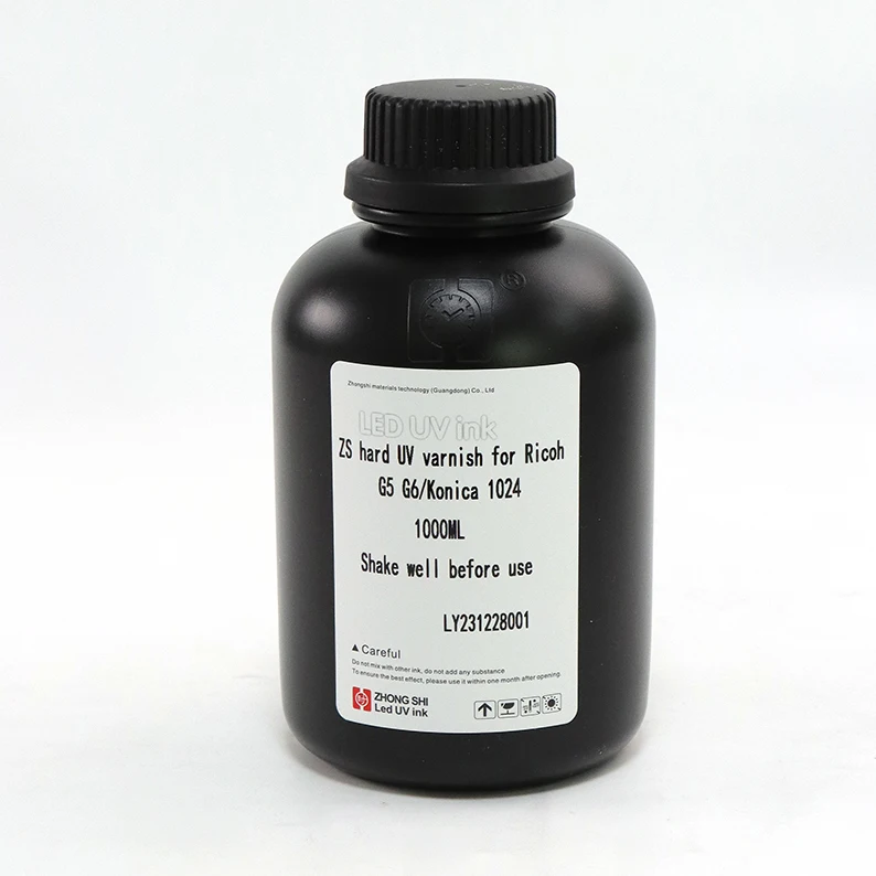 ZS-803 ink digital printing 1000ml hard uv hard varnish for epson DX5 DX7/ricoh/konica/kyocera print head