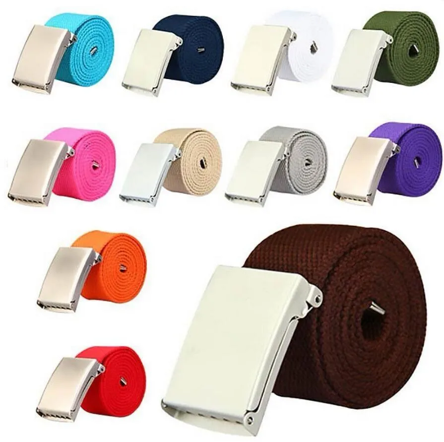 Хлопковый ремень на заказ Холщовый плетеный унисекс для отдыха с металлической пряжкой