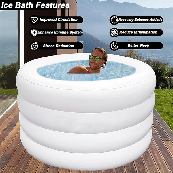 105Gal Portable Ice Bath Tub for Athletes With Zipper Cover Inflatable Cold Plunge Tub Cold Water Therapy Ice Barrel Plunge
