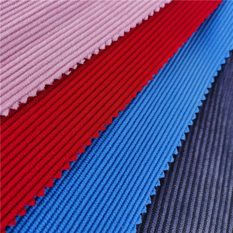 Warp knit 100% Polyester Knitted Velour Stripe 8 Wale Corduroy Velvet Wholesale Fabric For Clothes