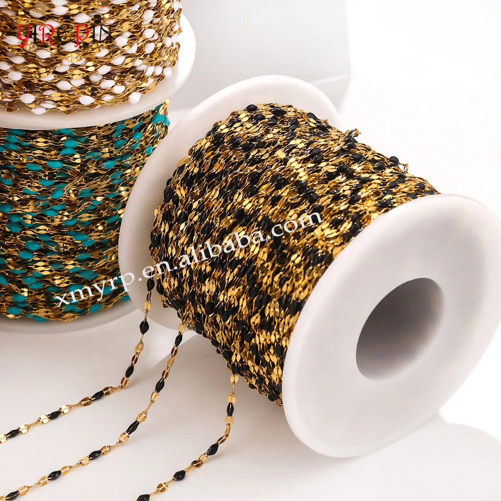 Bulk Wholesale Gold Lip drip oil chain stainless steel Enamel chains for DIY necklace Bracelet Jewelry making