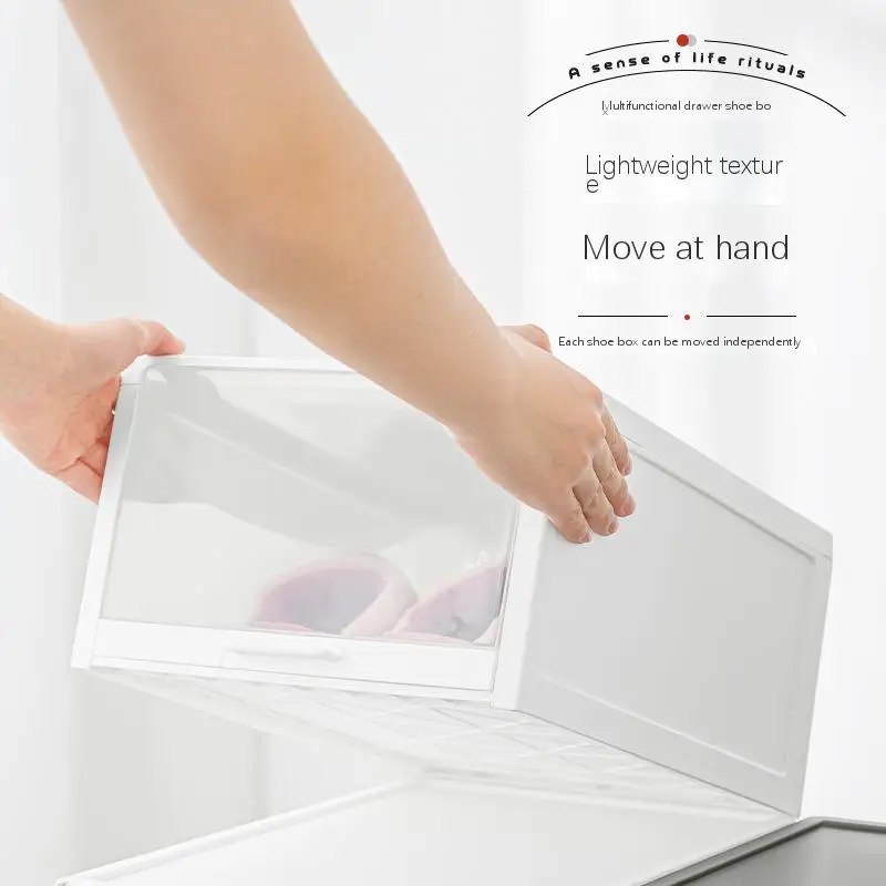 Drawer-type transparent household plastic folding dustproof shoe box with drawer high quality  type shoe box  sliding