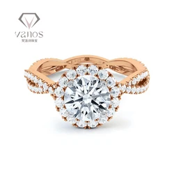 Роскошное обручальное кольцо с круглыми бриллиантами 1 карат VVS, набор обручальных колец с сертификатом иджи и вырощенными бриллиантами из белого золота