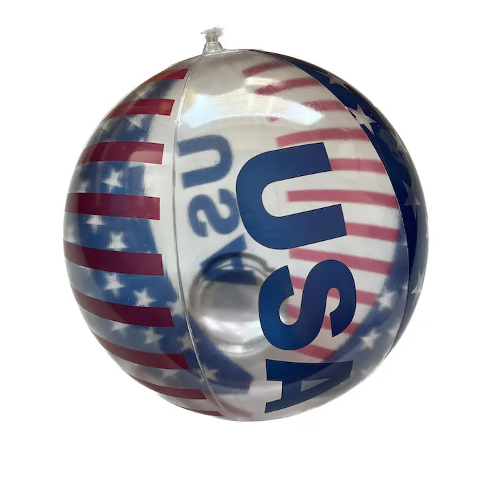 inflatable beach ball with USA flag logo printing