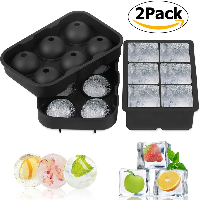 
Creative Flexibility Square Round Silicone Ice Hockey Mold Whiskey Ice Cube Tray With Lid 