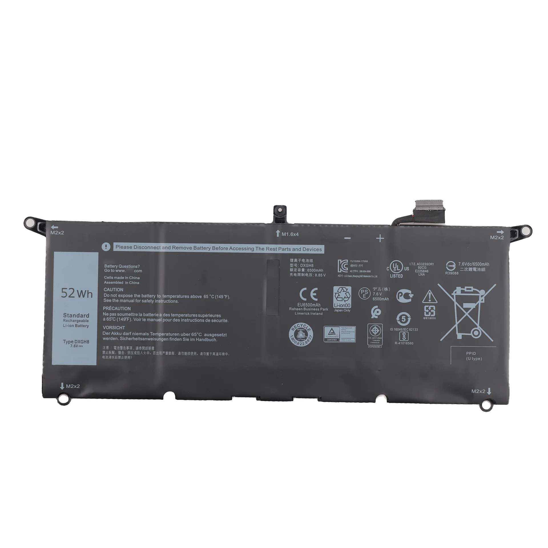 brand new original 7.6V 52Wh DXGH8 battery for Dell XPS 13 9370 G8VCF 0H754V HK6N5 laptop battery in stock