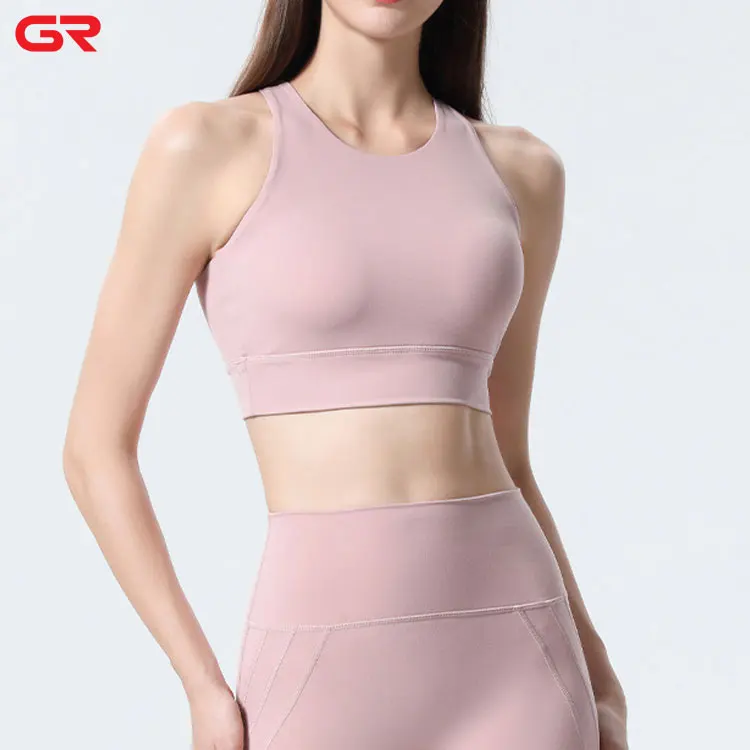 New Arrival Women Activewear Fitness Top Custom Sports Bra High Impact Meshed Cross Back Cut Out Nylon Sports Bra For Women