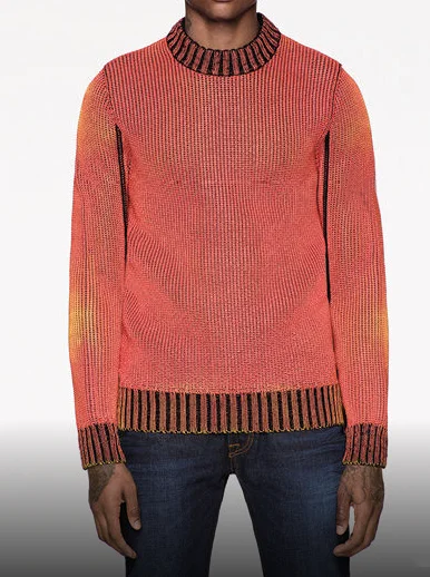 Custom Fashion Technology Crew Neck Made Different Weather Thermo Sensitive Yarn Color Changing Sweater Men
