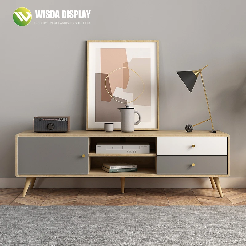 TV Cabinet Modern in Wooden White TV Stands latest designs Nordic simple with doors and shelves Living Room Office Furniture
