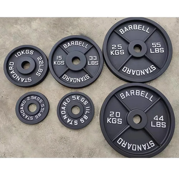 Factory Sale durable steel four bar 5LB Weight Plates Cast Iron Paint Fitness black barbell for fitness training molds