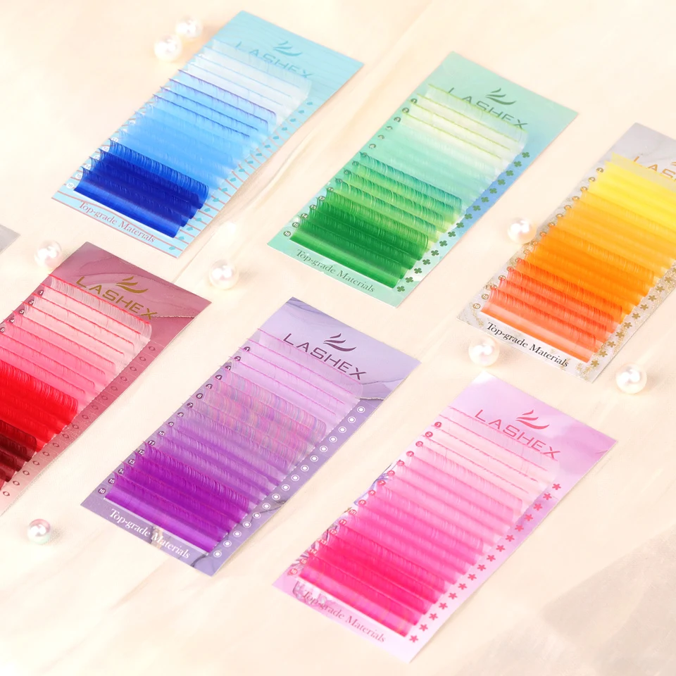 Best sell private logo Colorful lash series lash extension Korean PBT fiber cashmere matte lash boxes false eyelash extensions