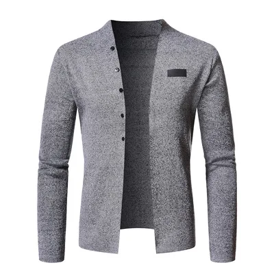
Men Cardigan Sweater Custom Logo Autumn Winter Warm Long Sleeve Solid Thick Polyester Sweaters America Style Cardigan 