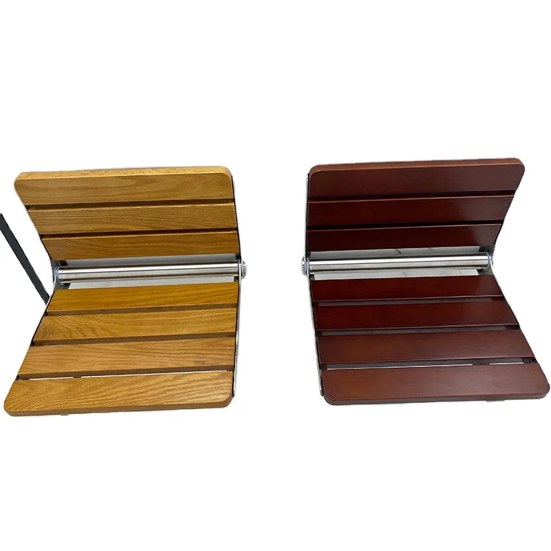 Custom Easy installation Bathroom Folding Shower Seat Wall Mounted Home Care Bathroom Bench Foldable Wooden Shower Seat