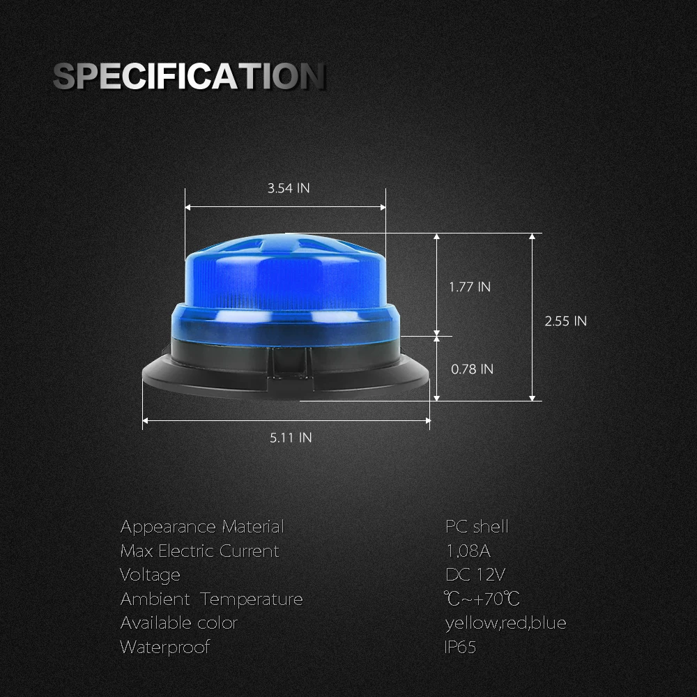 2021 New Style  super hot sell Ultra-thin magnet rotate 24SMD 3030  blue beacon ambulance light for  car  ambulanc car