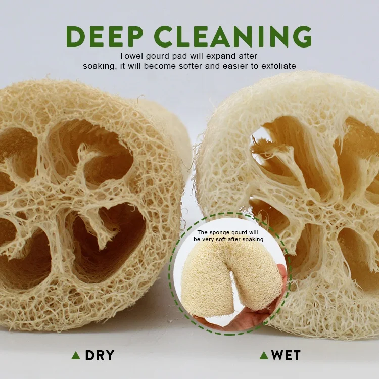 BSCI Customized 1 Piece Biodegradable Body Scrubber All Natural Lufa Loofah Sponge for Bathing or