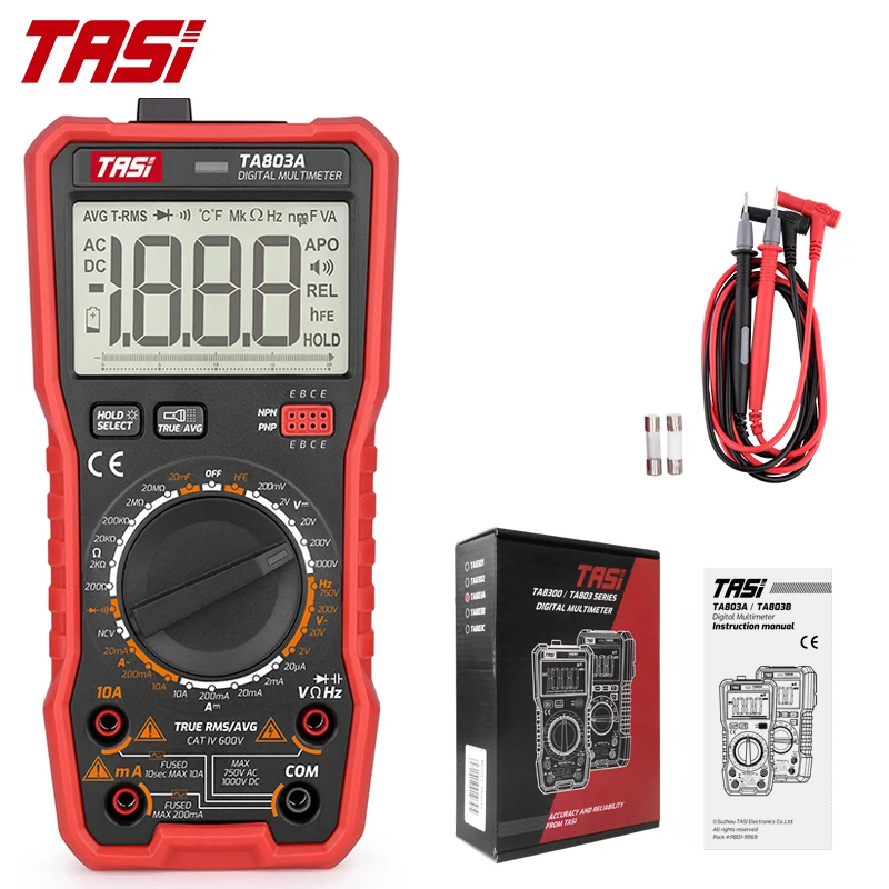  Цифровой мультиметр TASI TA803A Профессиональный высокоточный вольтметр с автоматическим/ручным диапазоном функция True RMS AC/DC NCV