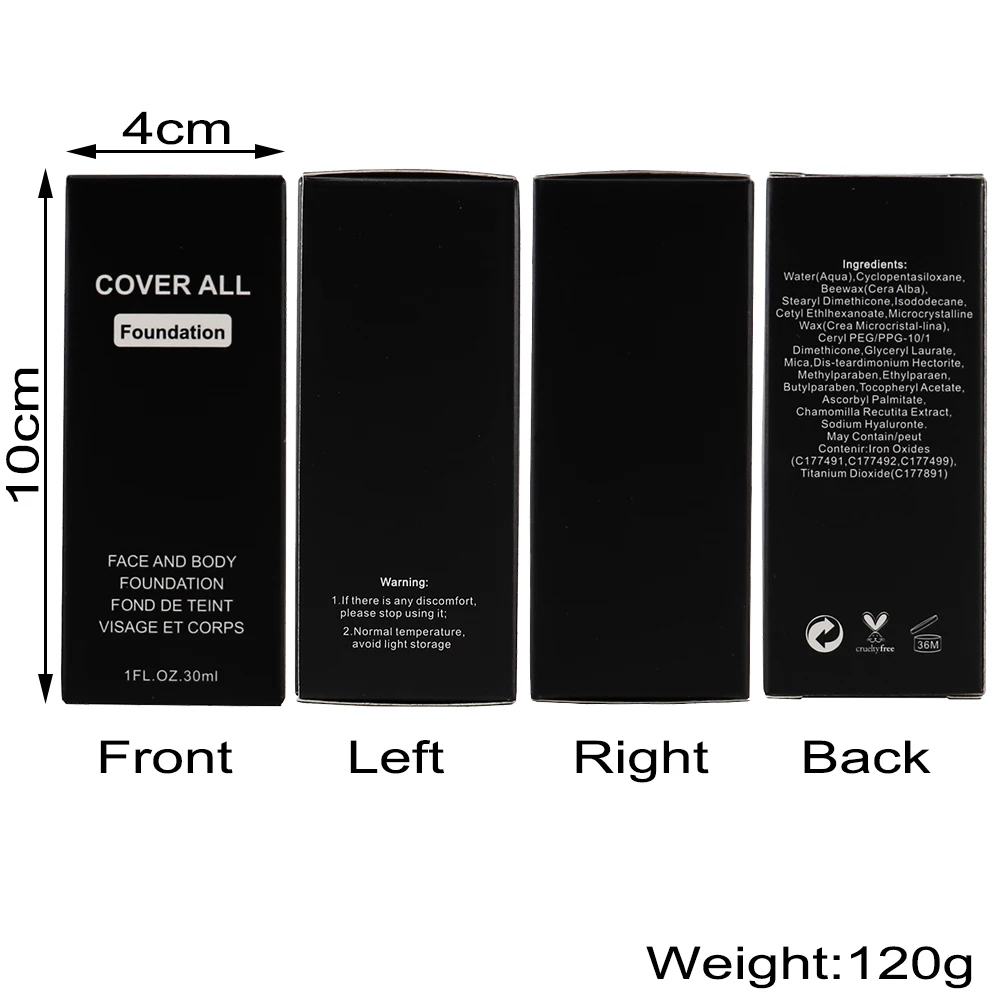 Private label  cosmetics Full Coverage waterproof foundation face beauty makeup liquid foundation