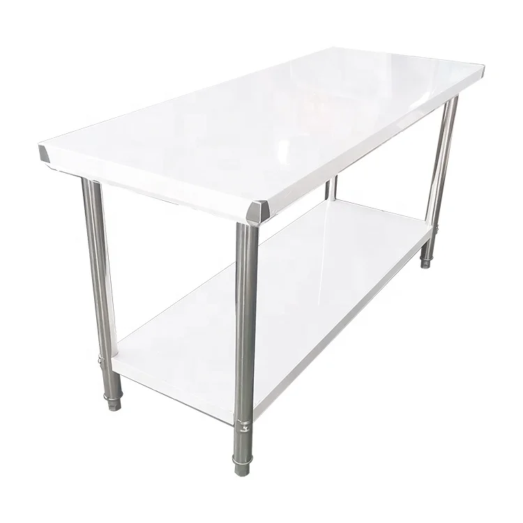 heavy duty two layers bakery tables steel metal table stainless steel kitchen work tables for food prepping and cutting