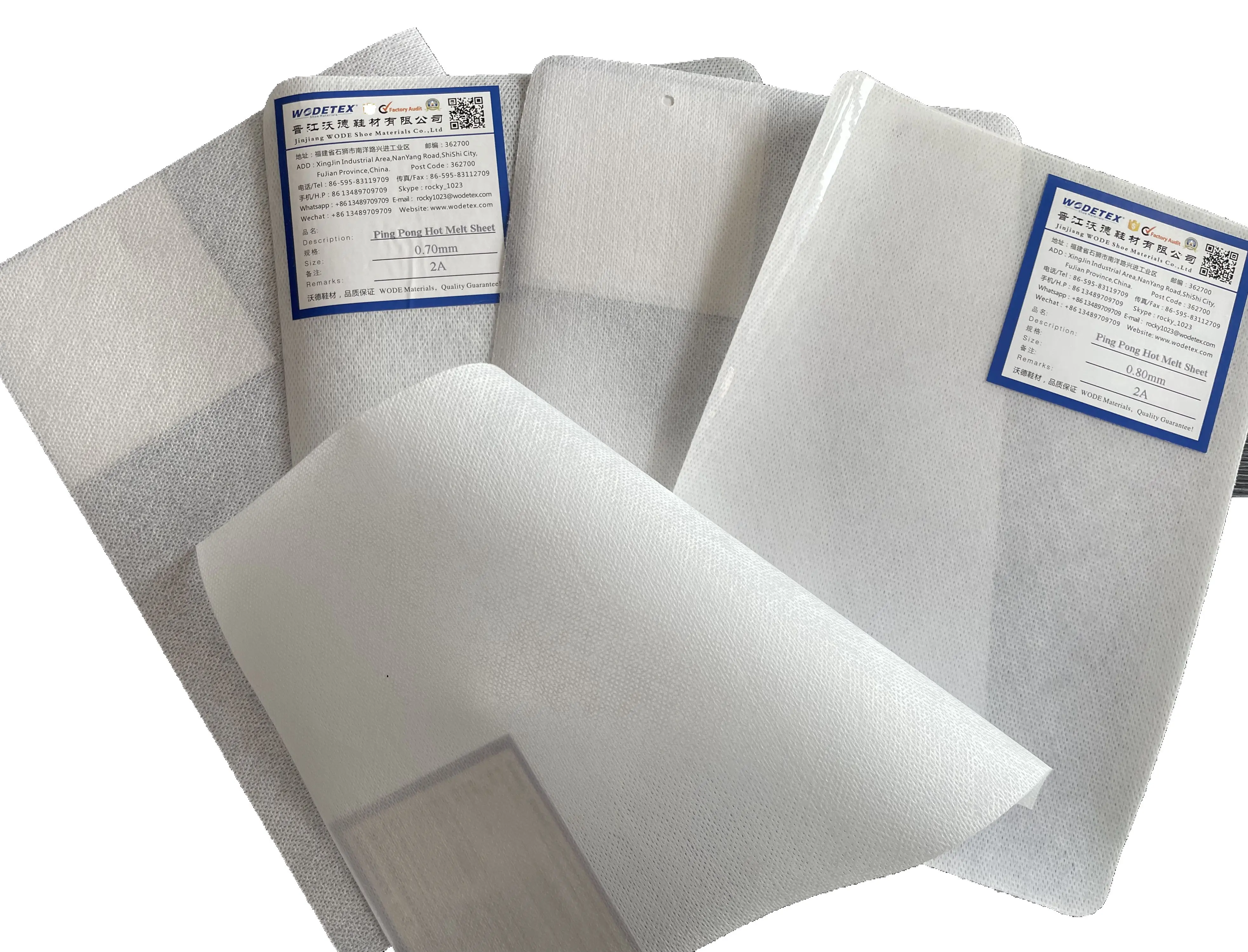 Factory Own Manufacture Ping Pong Hot Melt Sheet Spunlace Hot Melt Glue Sheets for Shoe Insole Materials