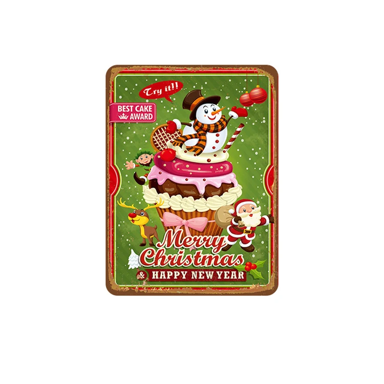 
2019 Рождественское украшение, металлическая пластина, винтажные жестяные знаки 