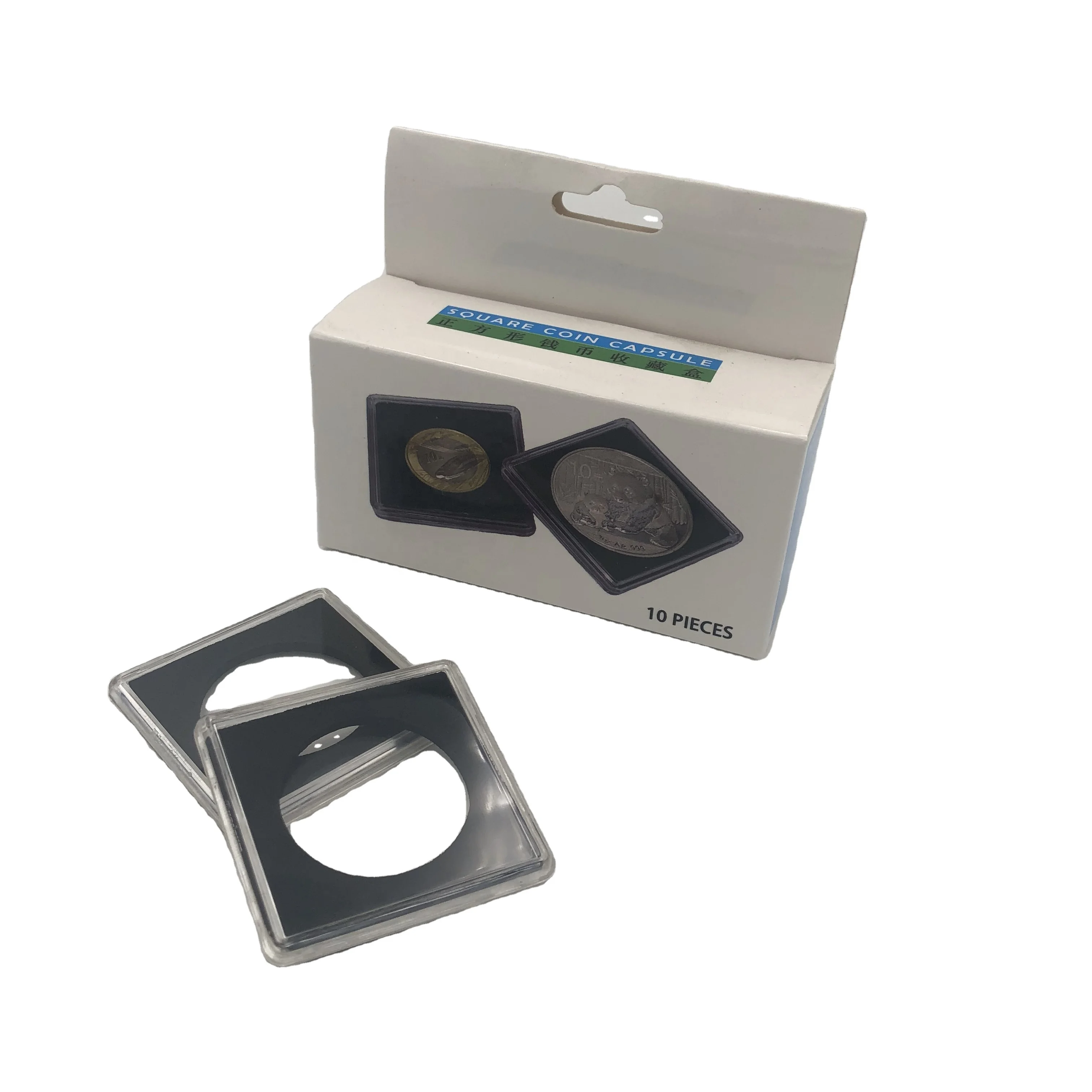 Тонкая упаковка, квадратная пластиковая коробка, демонстрационная подставка для монет, многоразмерная индивидуальная квадратная капсула для монет