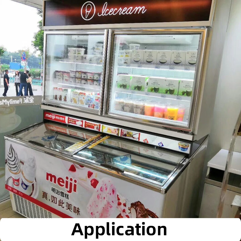 MUXUE combine half freezer and refrigerator ice cream freezer chiller with freezer glass doors for convenience store