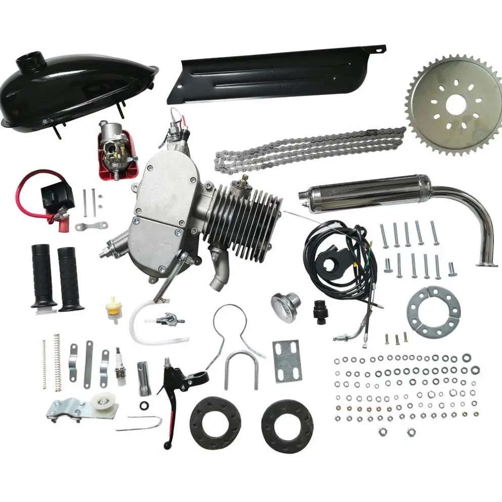 Motorized Integrated Cylinder 48Cc 49Cc 50Cc 66Cc/80Cc 100Cc Bicycle Gasoline Petrol Engine Kit Sliver